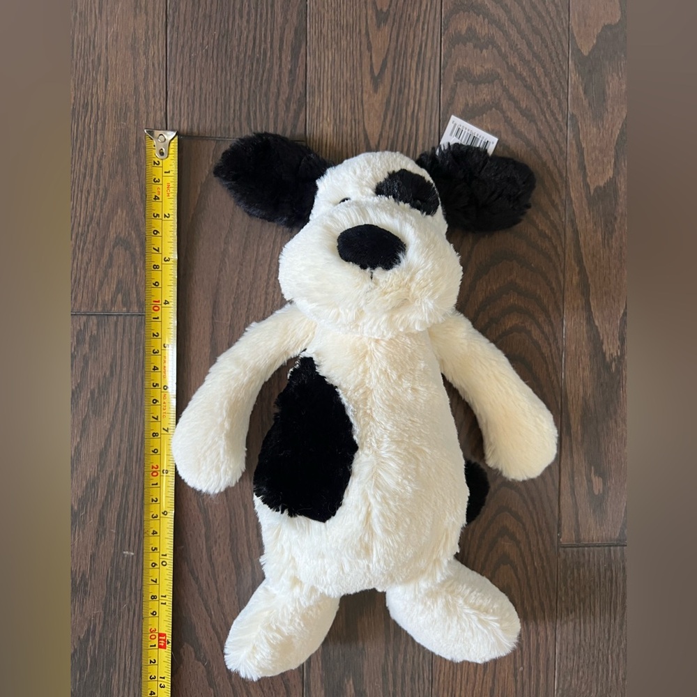 Jellycat Bashful Black & Cream Puppy - Medium 12” - Picture 3 of 12